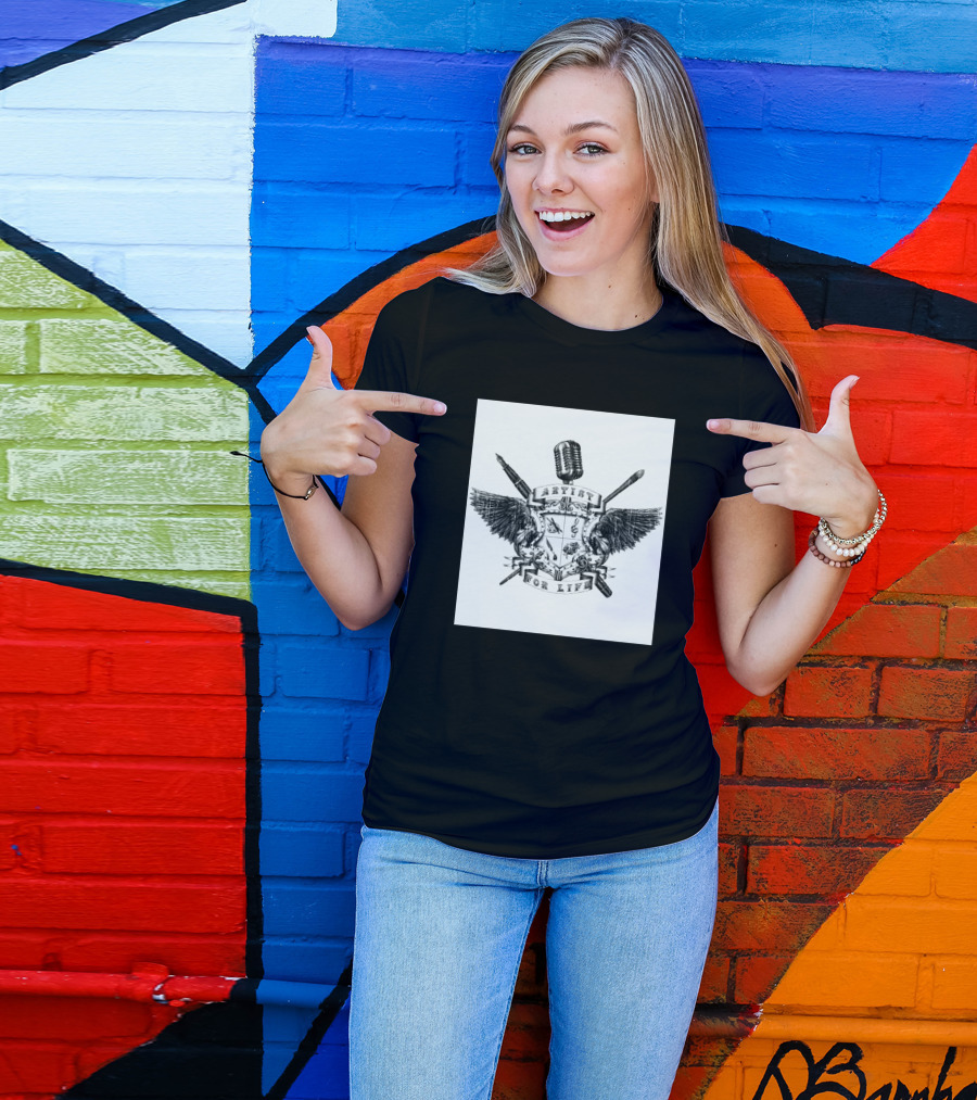Artist For Life Microphone Brush Wings Shield 234592 T-Shirt