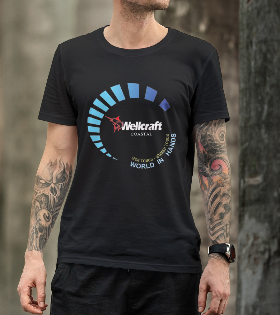 Wellcraft Coastal World In Hands Men Touch Women Touch T-Shirt