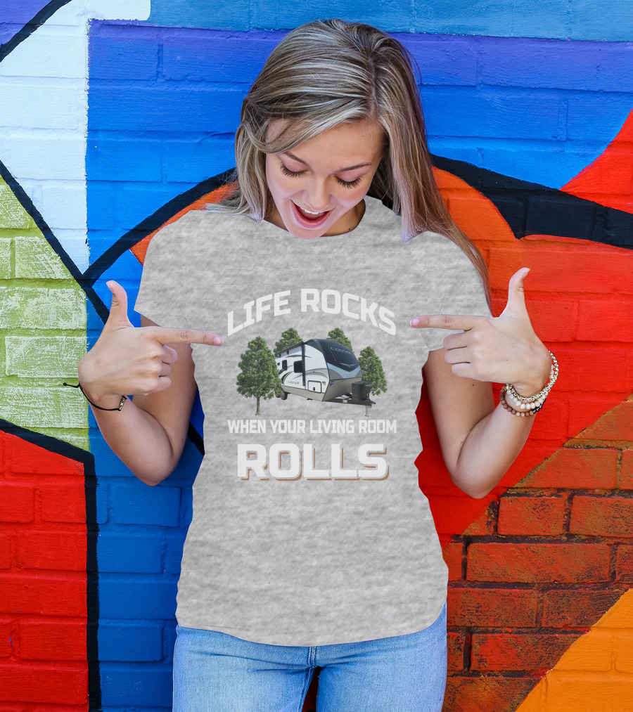 Life Rocks When Your Living Room Rolls Keystone Cougar Half Ton 22RBS T-Shirt