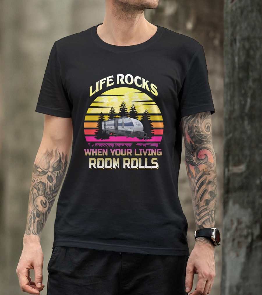 LIFE ROCKS WHEN YOUR LIVING ROOM ROLLS Greywolf 29TE T-Shirt