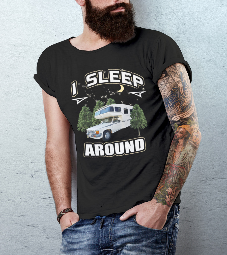 1987 Toyota Sunrader I Sleep Around Camper Moon Trees T-Shirt