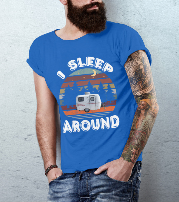 I Sleep Around Scamp Travel Trailers Night Trees Moon Stars T-Shirt