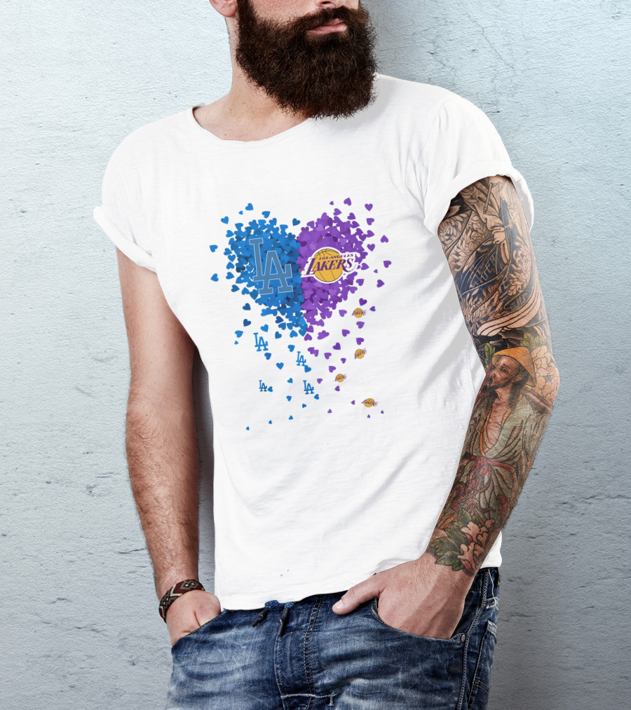 Los Angeles Lakers And LA Dodgers Heart T-Shirt