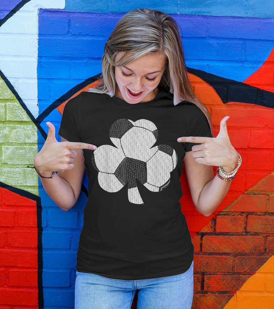 Soccer Shamrock Play Sport St. Patrick's Day Irish Soccer Ball Clover T-Shirt