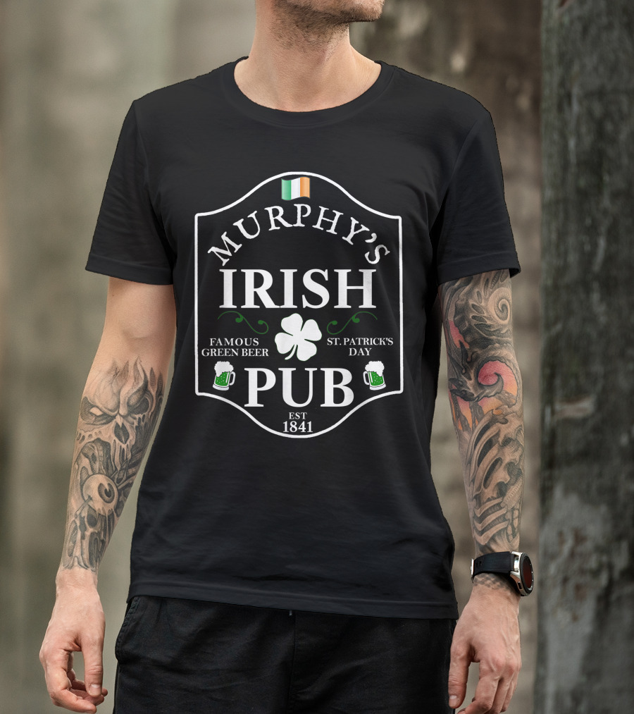 Murphy's Irish Pub Famous Green Beer St Patrick's Day Shamrock Est 1841 T-Shirt