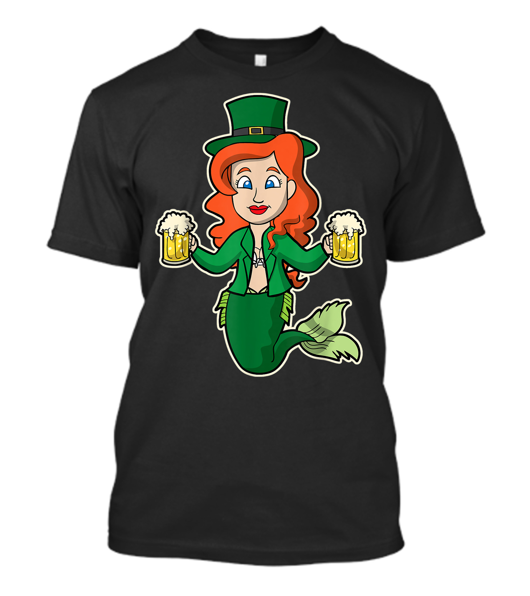 Irish Mermaid Green Top Hat Beers Women T-Shirt