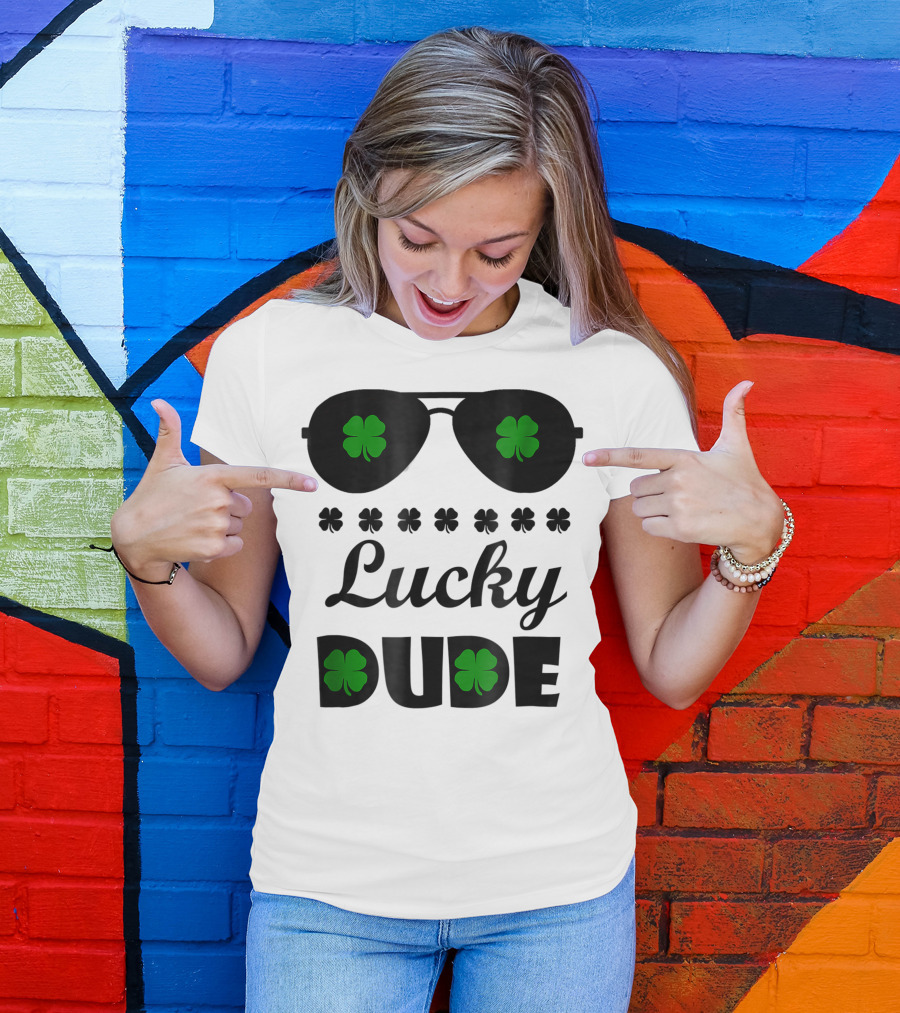 Lucky Dude Shamrock Sunglasses T-Shirt