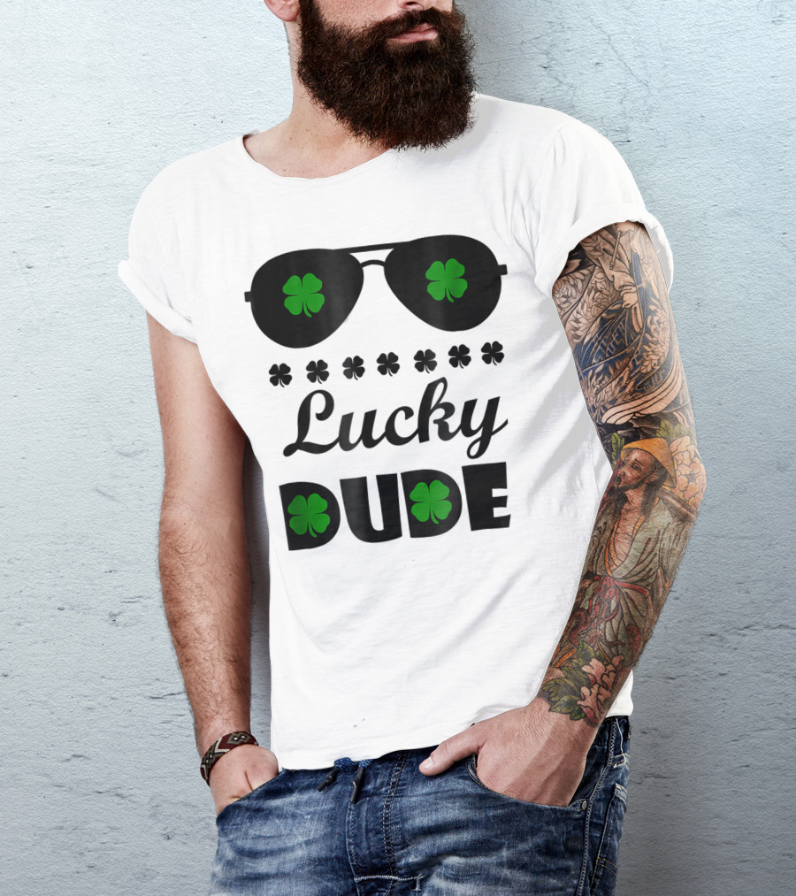 Lucky Dude Shamrock Sunglasses T-Shirt