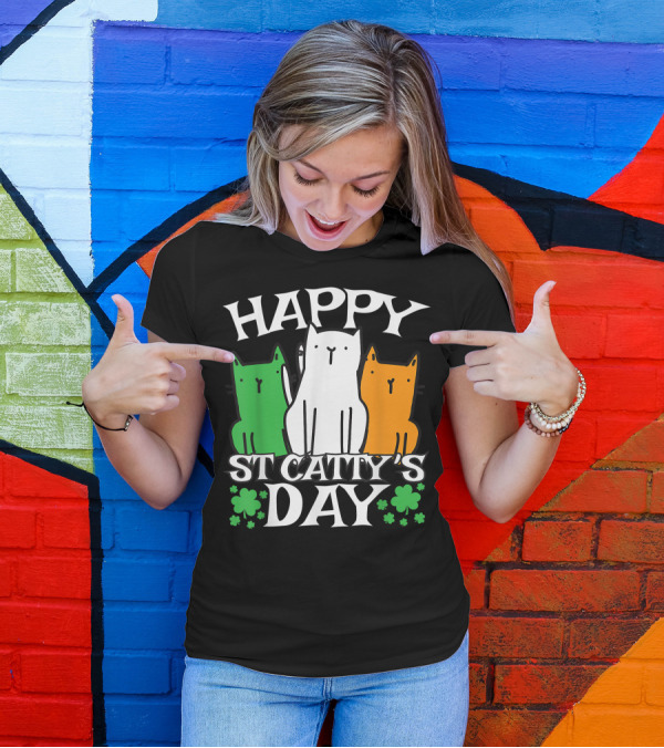 Happy Saint Catty's Day St. Patrick's Day Kitty Cat T-Shirt