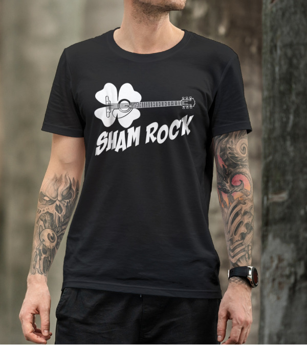 Sham Rock Funny St Patricks Day Shamrock Guitar T-Shirt