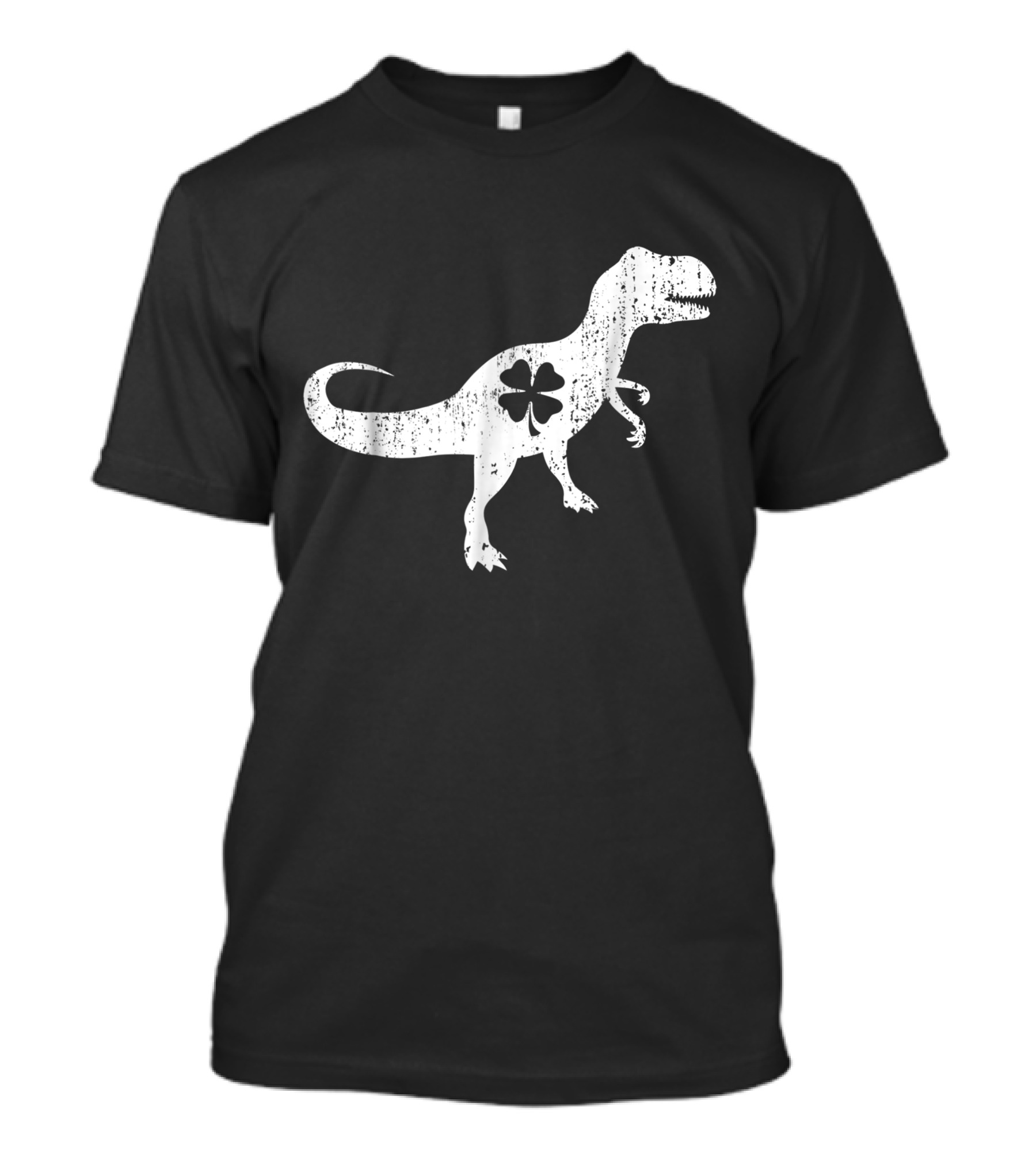 Cute Dinosaur With Distressed Clover T-Shirt