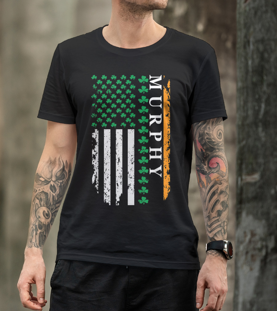 Murphy Shamrock USA Flag St. Patrick's Day T-Shirt