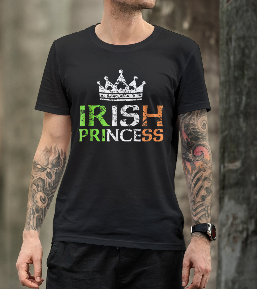 Irish Princess Crown With Green White Orange T-Shirt