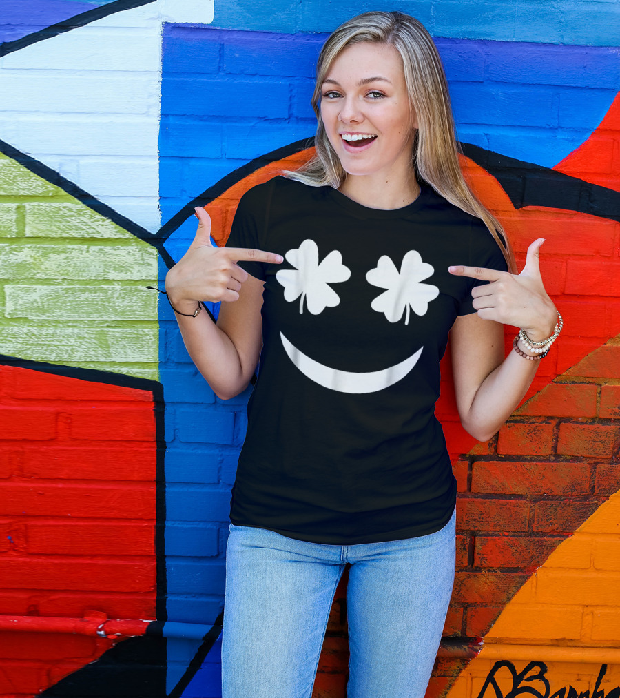 St. Patrick's Day Shamrock Emoji Face T-Shirt
