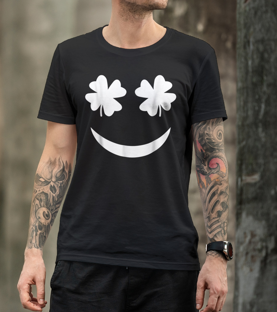 St. Patrick's Day Shamrock Emoji Face T-Shirt