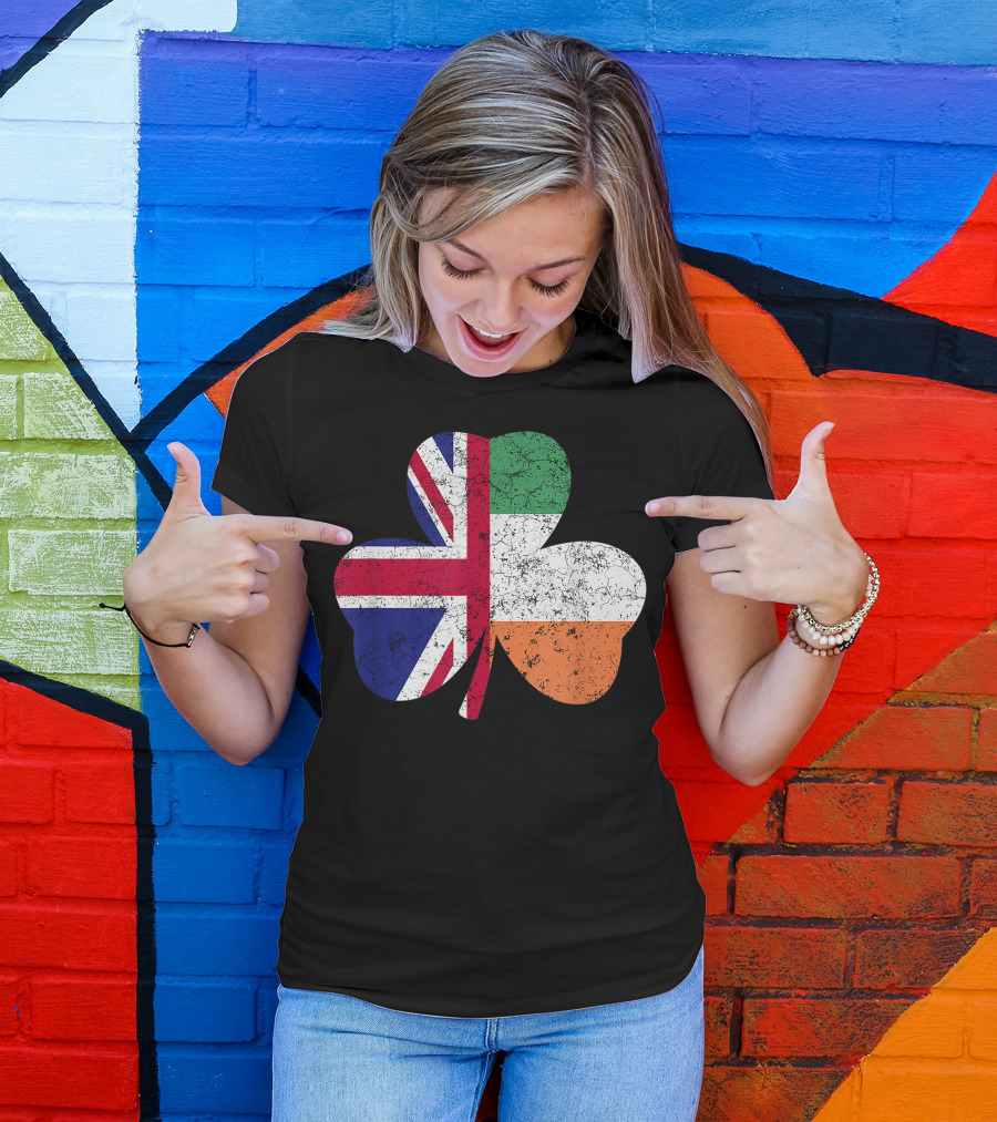 British Flag Irish Shamrock St Patricks Day Party T-Shirt
