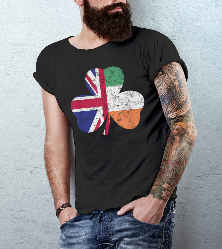 British Flag Irish Shamrock St Patricks Day Party T-Shirt