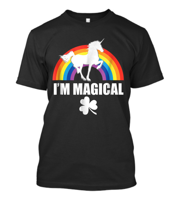 Irish Youth Kids StPatrick's Day I'm Magical Unicorn Rainbow Shamrock T-Shirt