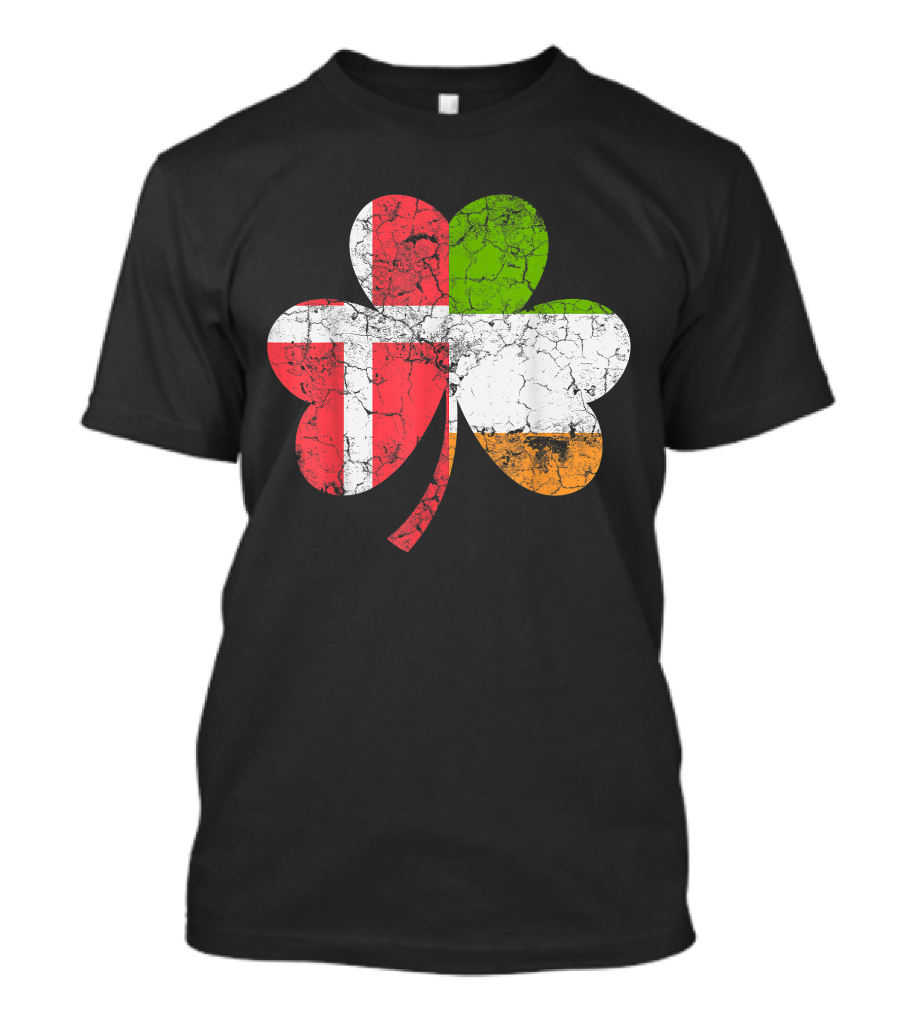 Irish Danish Flag Shamrock Emblem T-Shirt