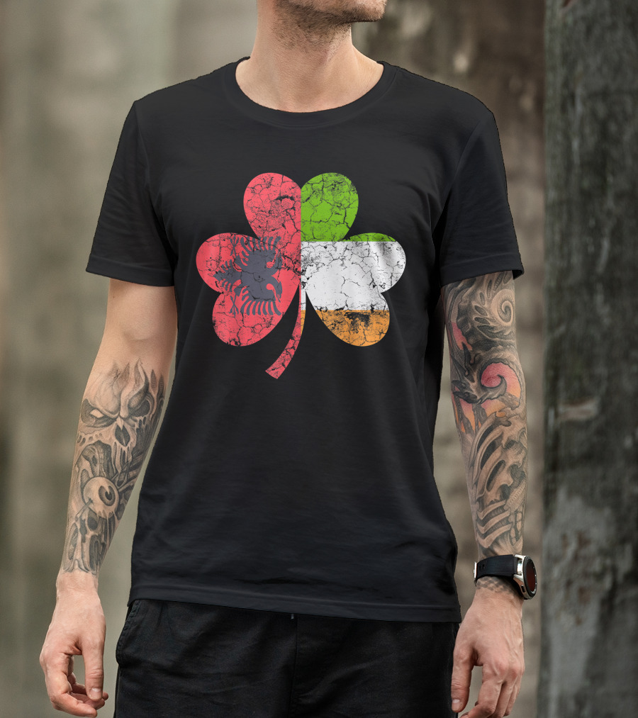 Irish Albanian Flag Shamrock Ireland T-Shirt