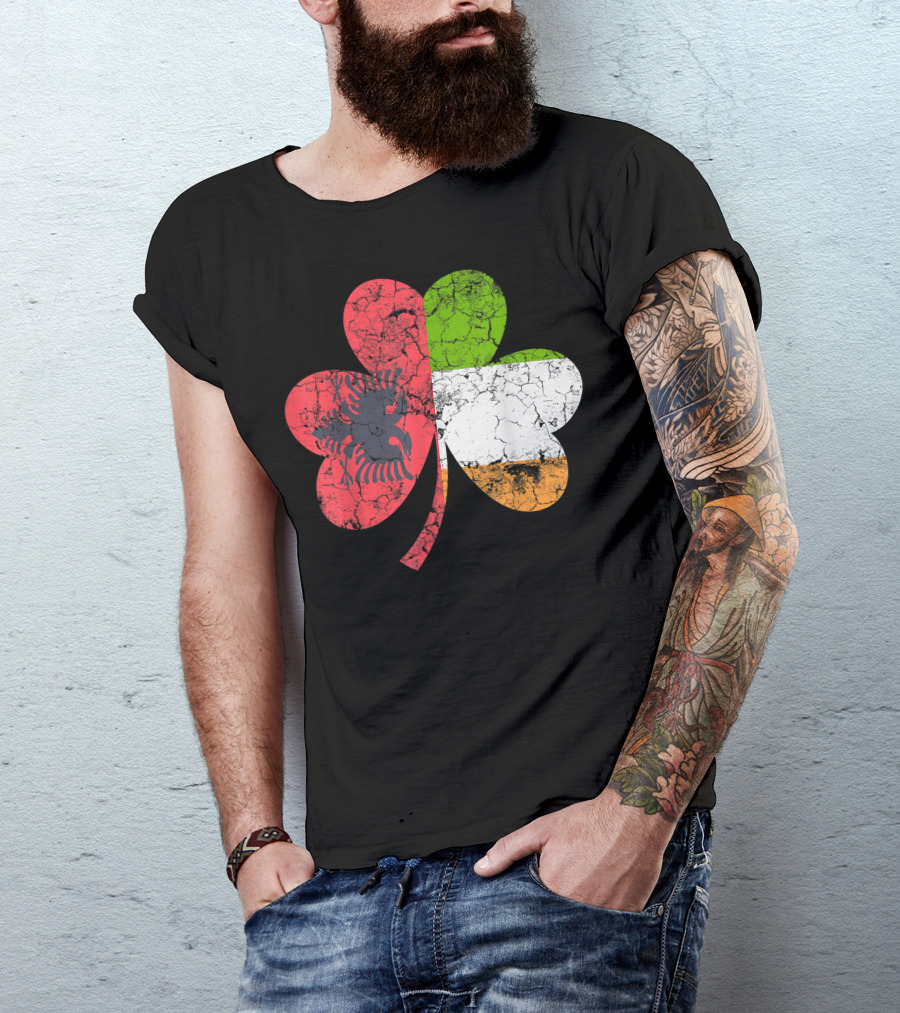 Irish Albanian Flag Shamrock Ireland T-Shirt