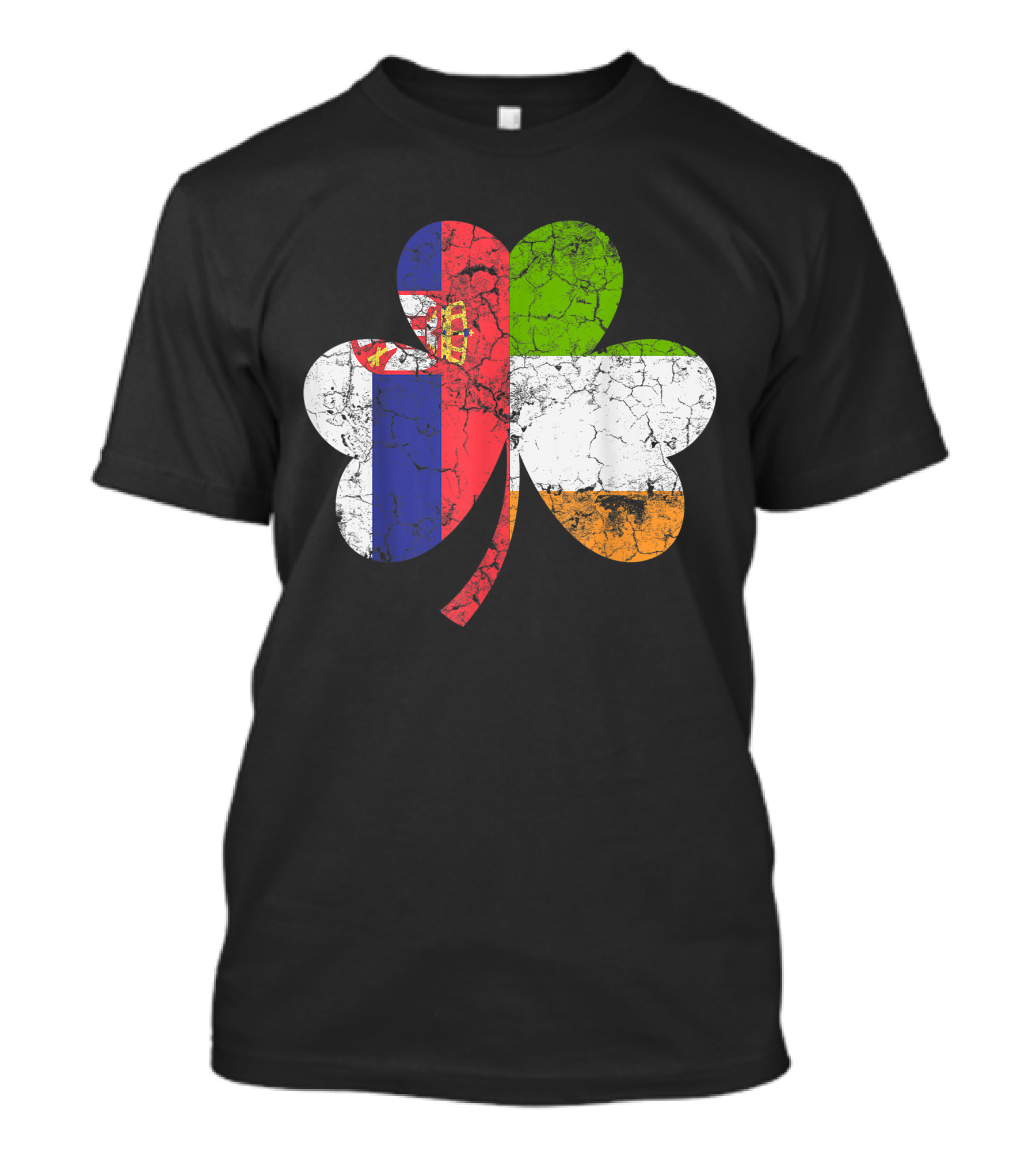 Irish Serbian Shamrock Flag Combination T-Shirt