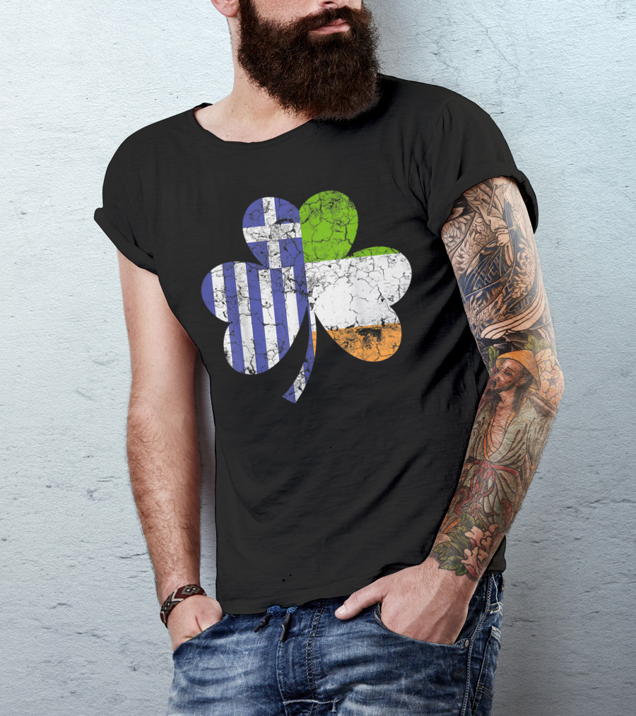 Irish Greek Flag Shamrock Symbol Ireland T-Shirt