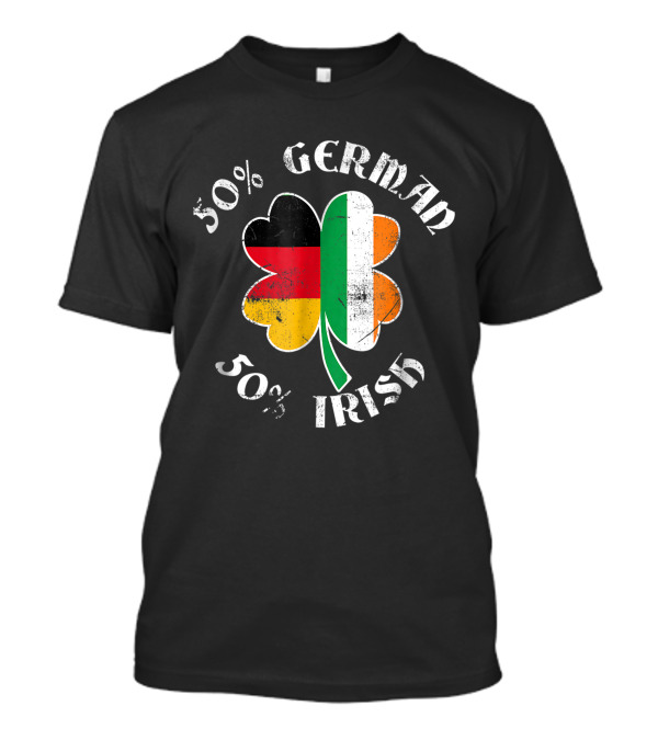 50% German 50% Irish Shamrock Flags T-Shirt