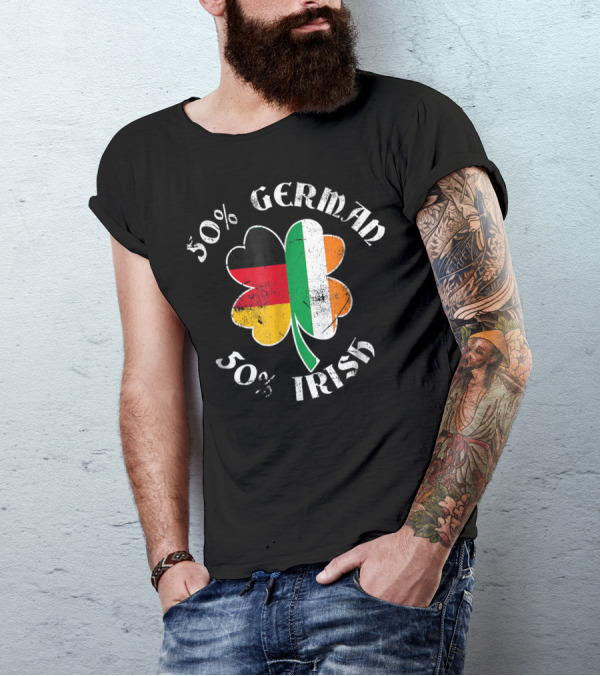 50% German 50% Irish Shamrock Flags T-Shirt