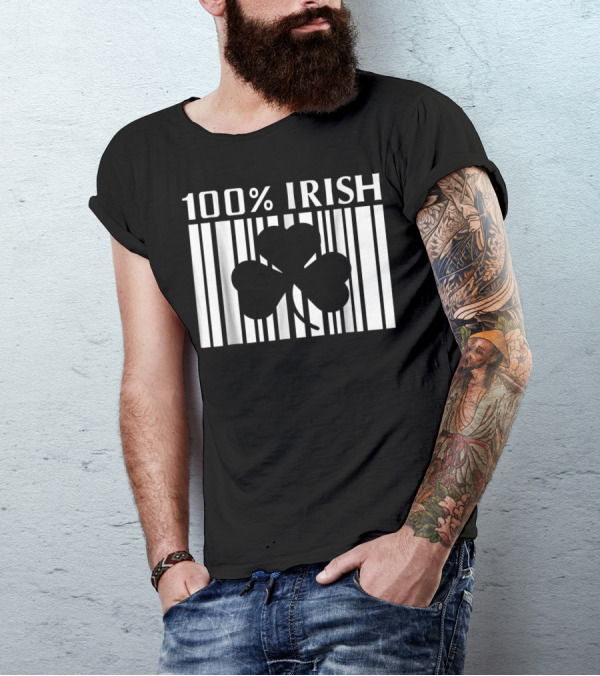 100% Irish Shamrock Barcode T-Shirt