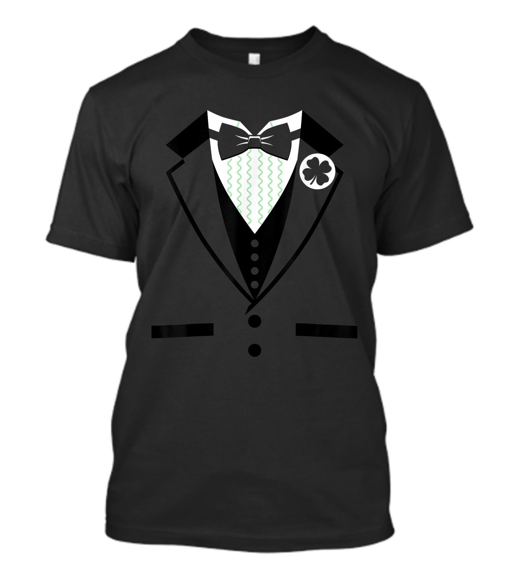 Leprechaun Costume Tuxedo With Clover Lapel And Bow Tie T-Shirt