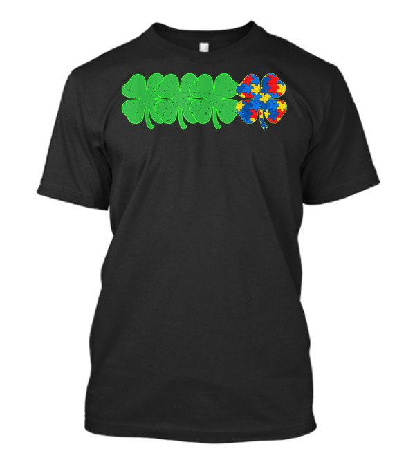 Autism Puzzle Piece Clover Shamrock T-Shirt