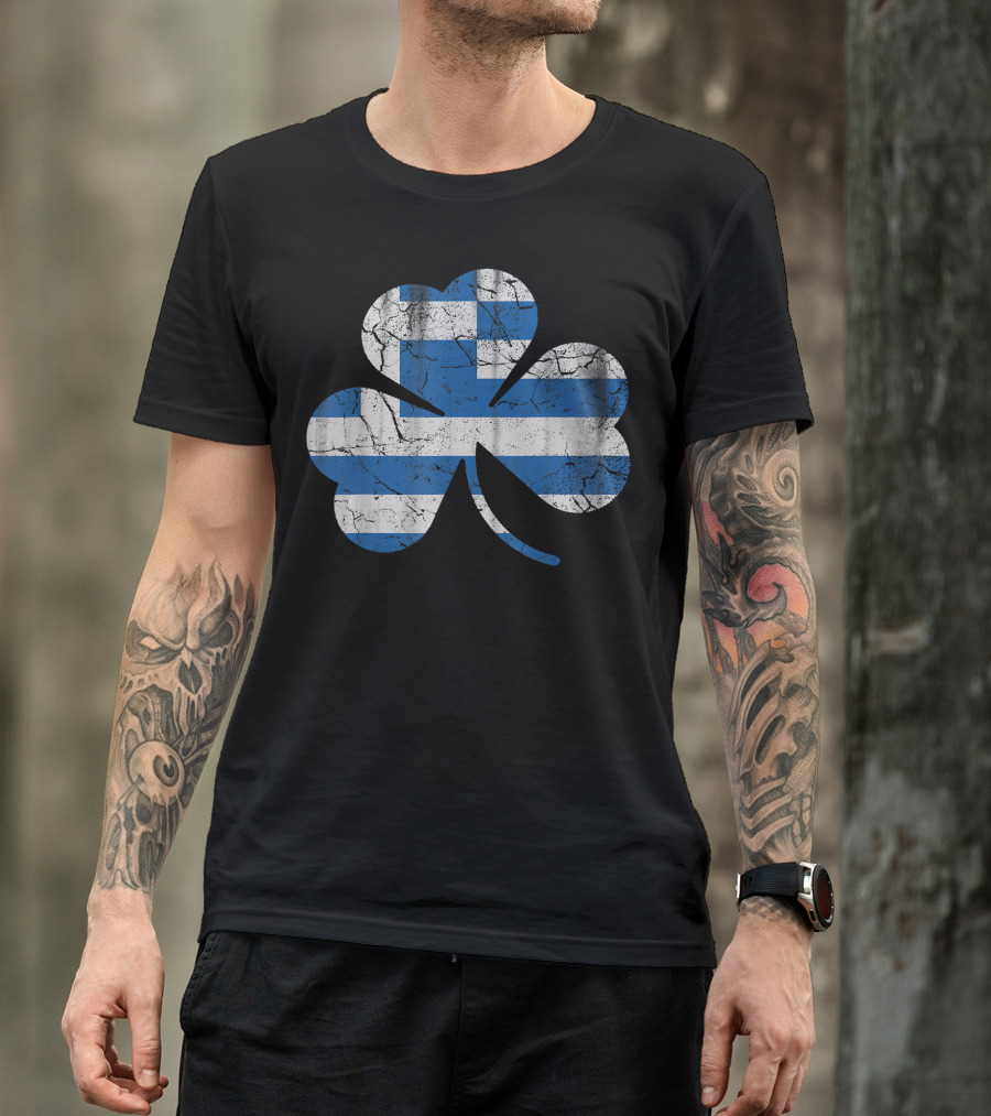 Greek Flag Shamrock Irish T-Shirt