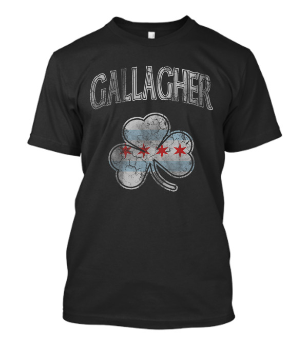 Gallagher Irish Shamrock Chicago Flag T-Shirt
