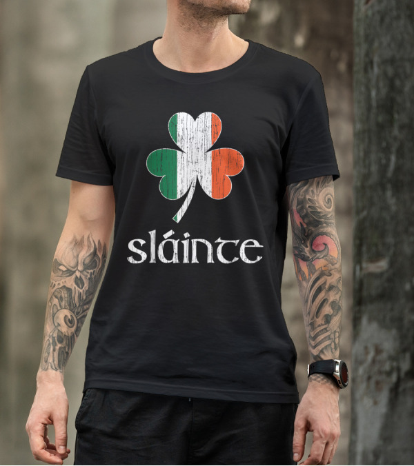 Slainte Irish Flag Shamrock T-Shirt
