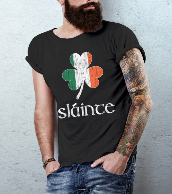 Slainte Irish Flag Shamrock T-Shirt
