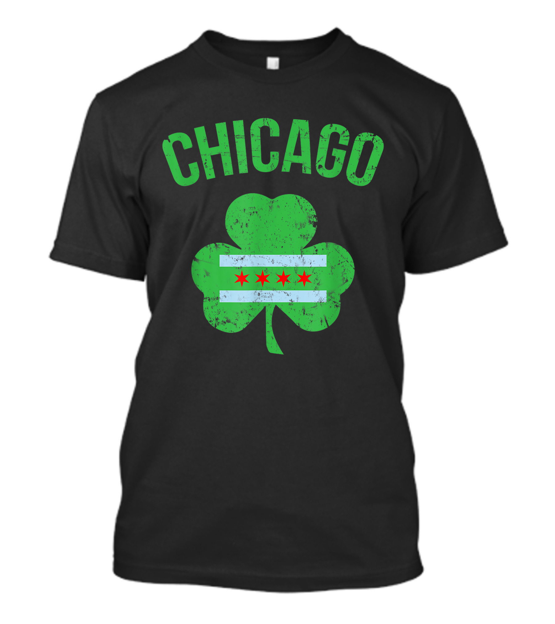 Chicago Shamrock Flag Stars Vintage T-Shirt
