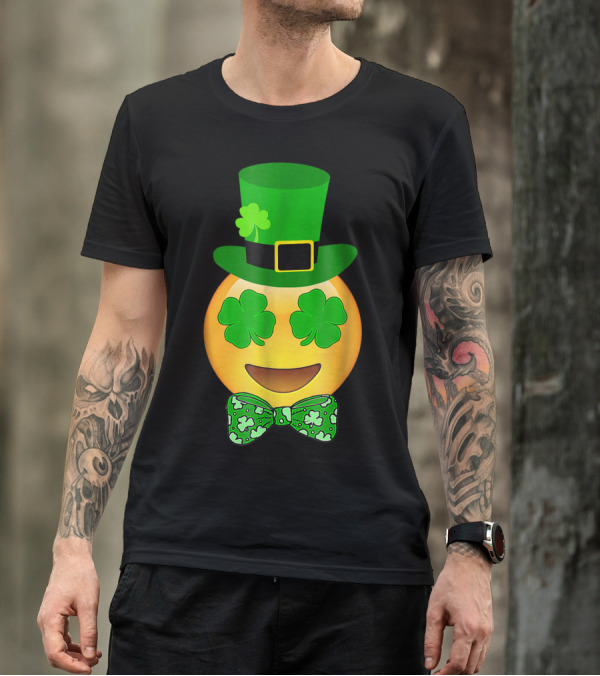 Shamrock Leprechaun Emoji St. Patrick's Day Face T-Shirt