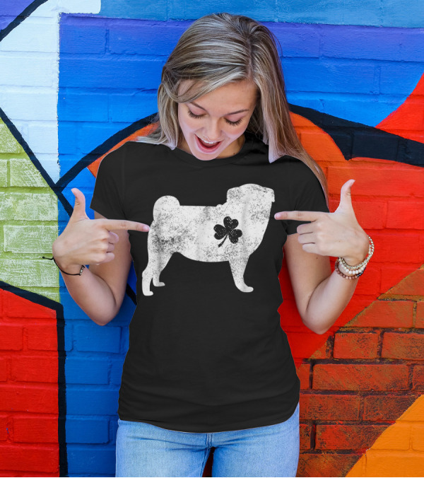 Pug With Irish Clover T-Shirt