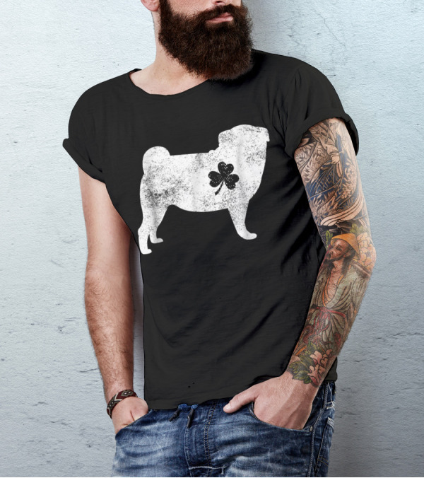 Pug With Irish Clover T-Shirt
