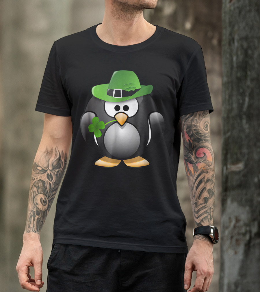 St. Patrick's Day Penguin Irish Shamrock Clover Hat T-Shirt