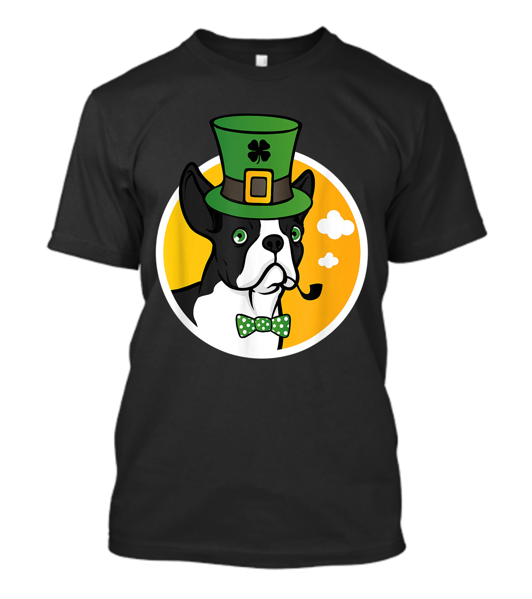 Leprechaun Boston Terrier With St. Patrick's Day Hat And Tie T-Shirt