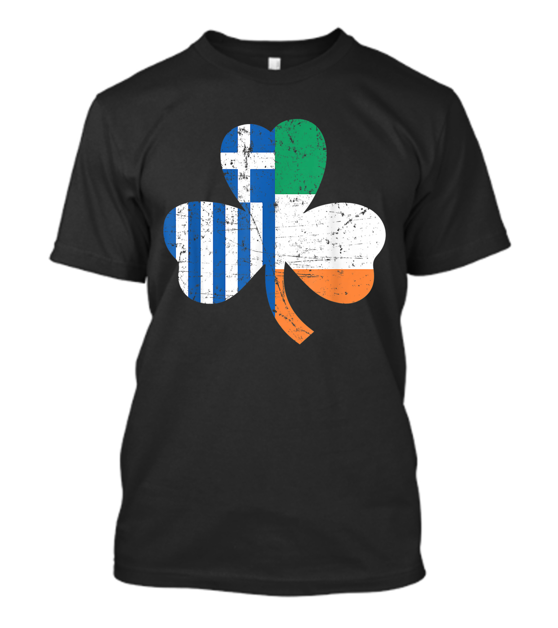 St. Patrick's Day Shamrock With Greek And Irish Flag Colors T-Shirt