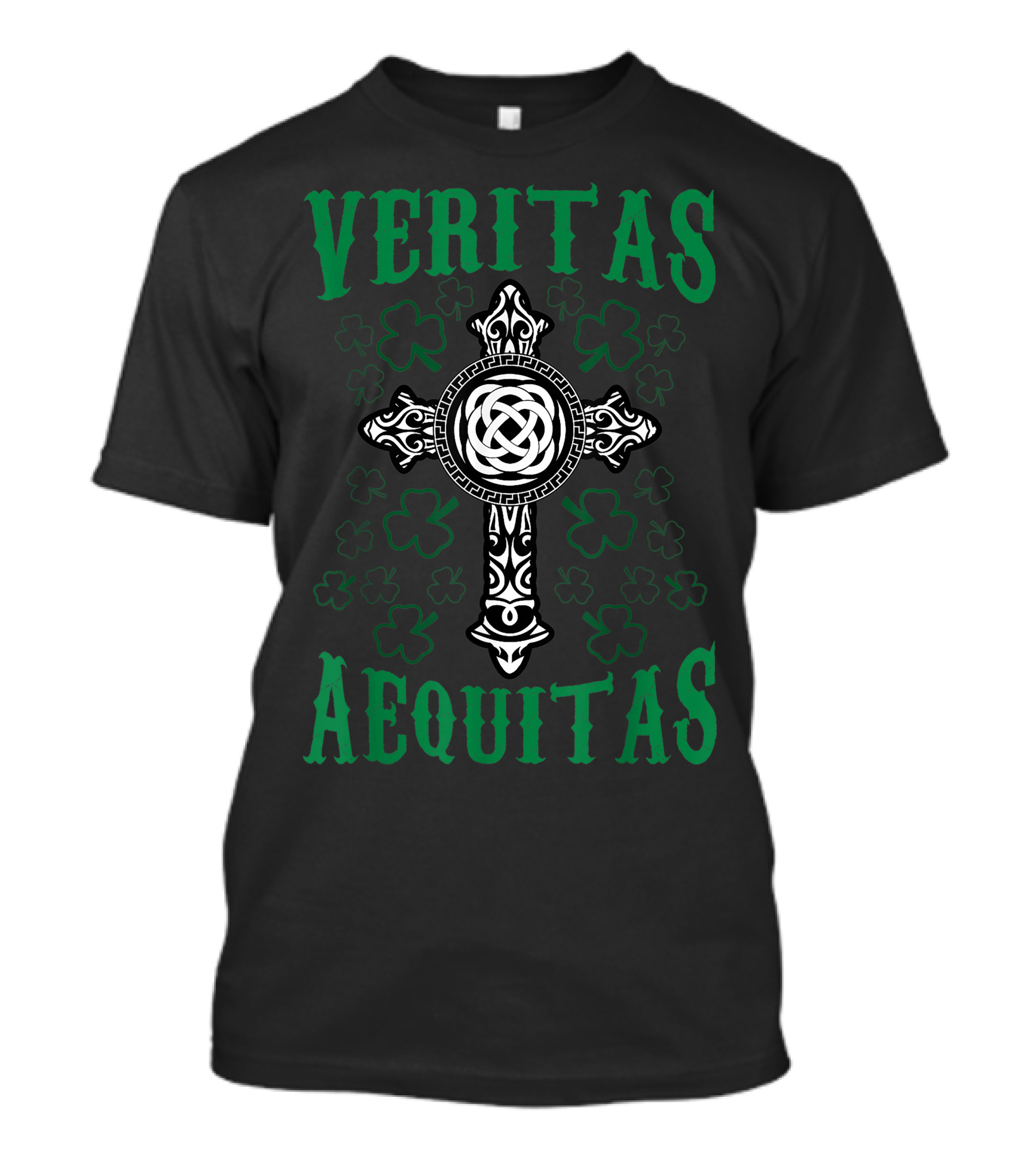 St Patricks Day Irish Veritas Aequitas Celtic Cross Shamrocks T-Shirt