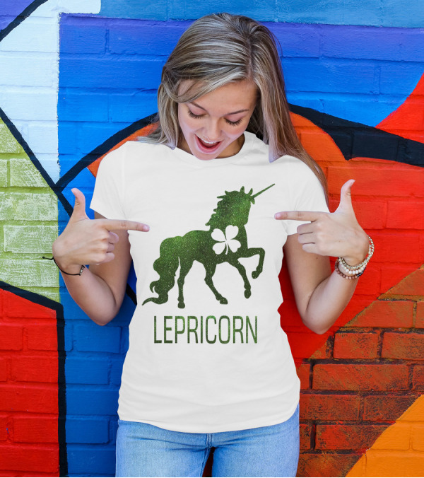Cute Lepricorn Unicorn Glitter St. Patrick's Day T-Shirt