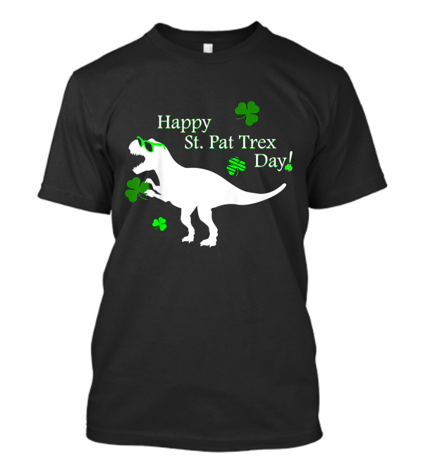 Kids Happy St Pat Trex Day Cute St Patrick's With Shamrocks And Dinosaur T-Shirt