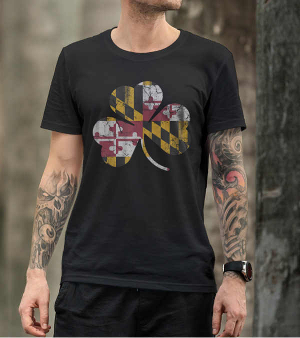 Maryland Flag Shamrock Irish Iconic T-Shirt