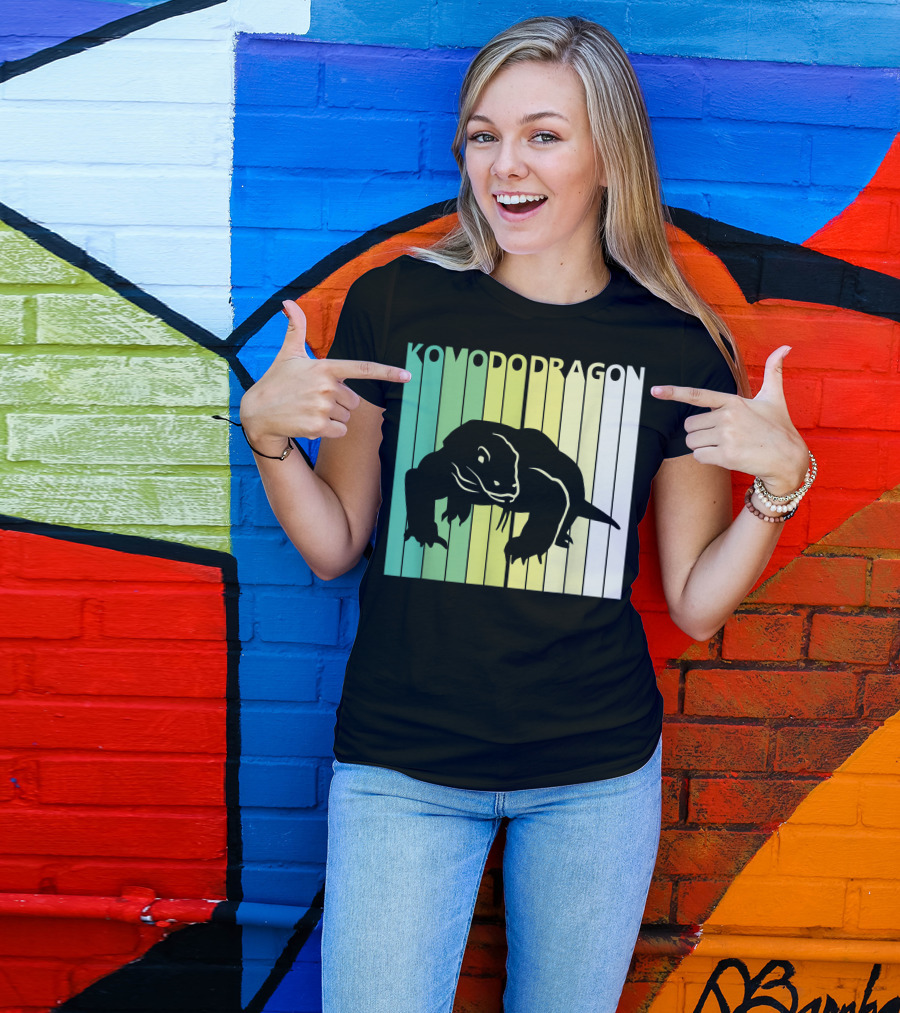Komodo Dragon Wild Animal Stripes T-Shirt