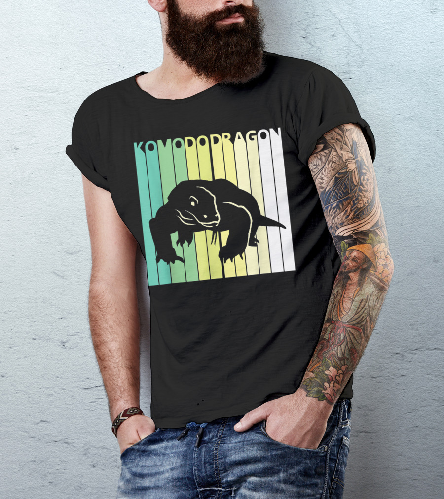 Komodo Dragon Wild Animal Stripes T-Shirt