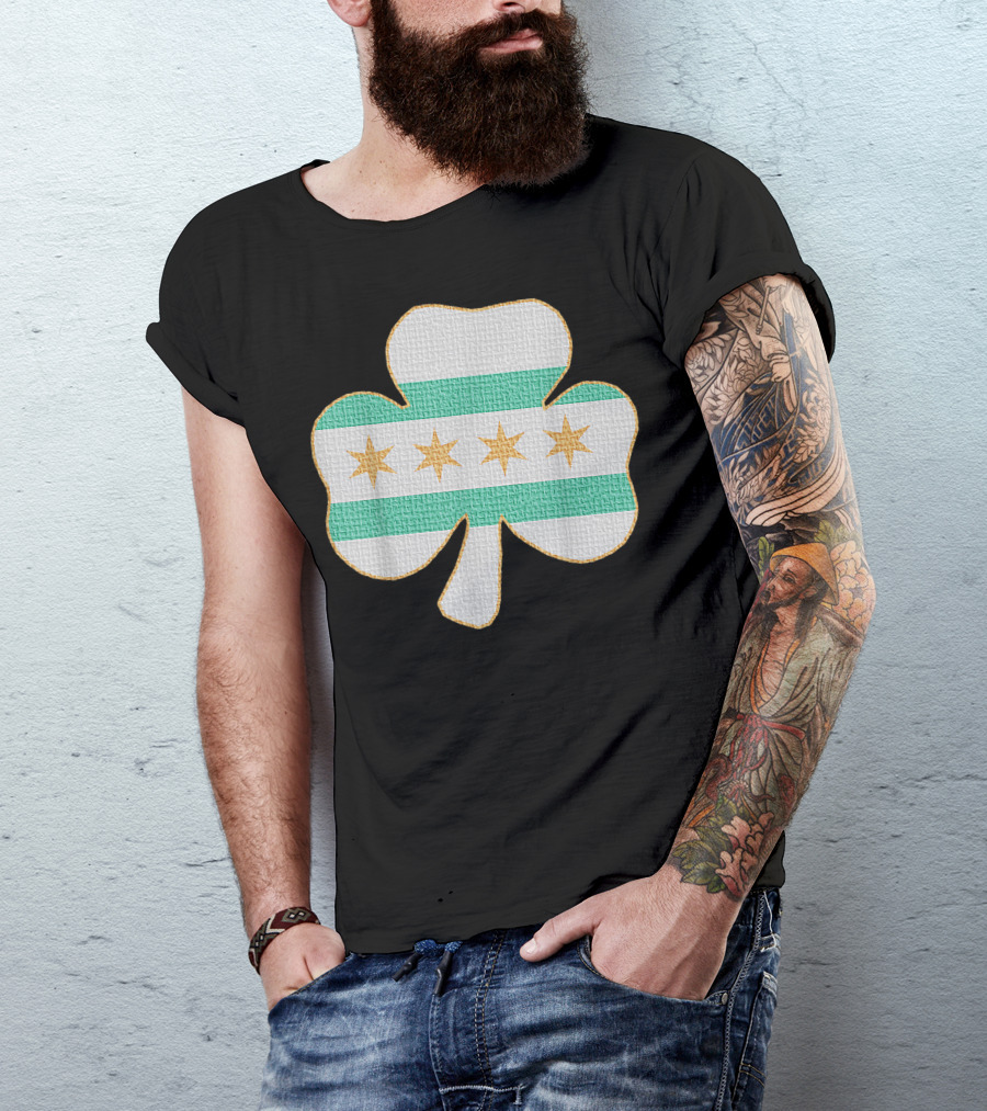 Chicago Irish Flag Shamrock Stars T-Shirt